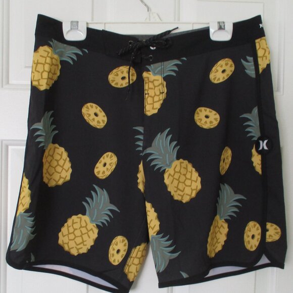 Hurley Phantom Mens Stretch Black Pineapple Swim Board Short NWOT - Size 34W - Picture 5 of 6